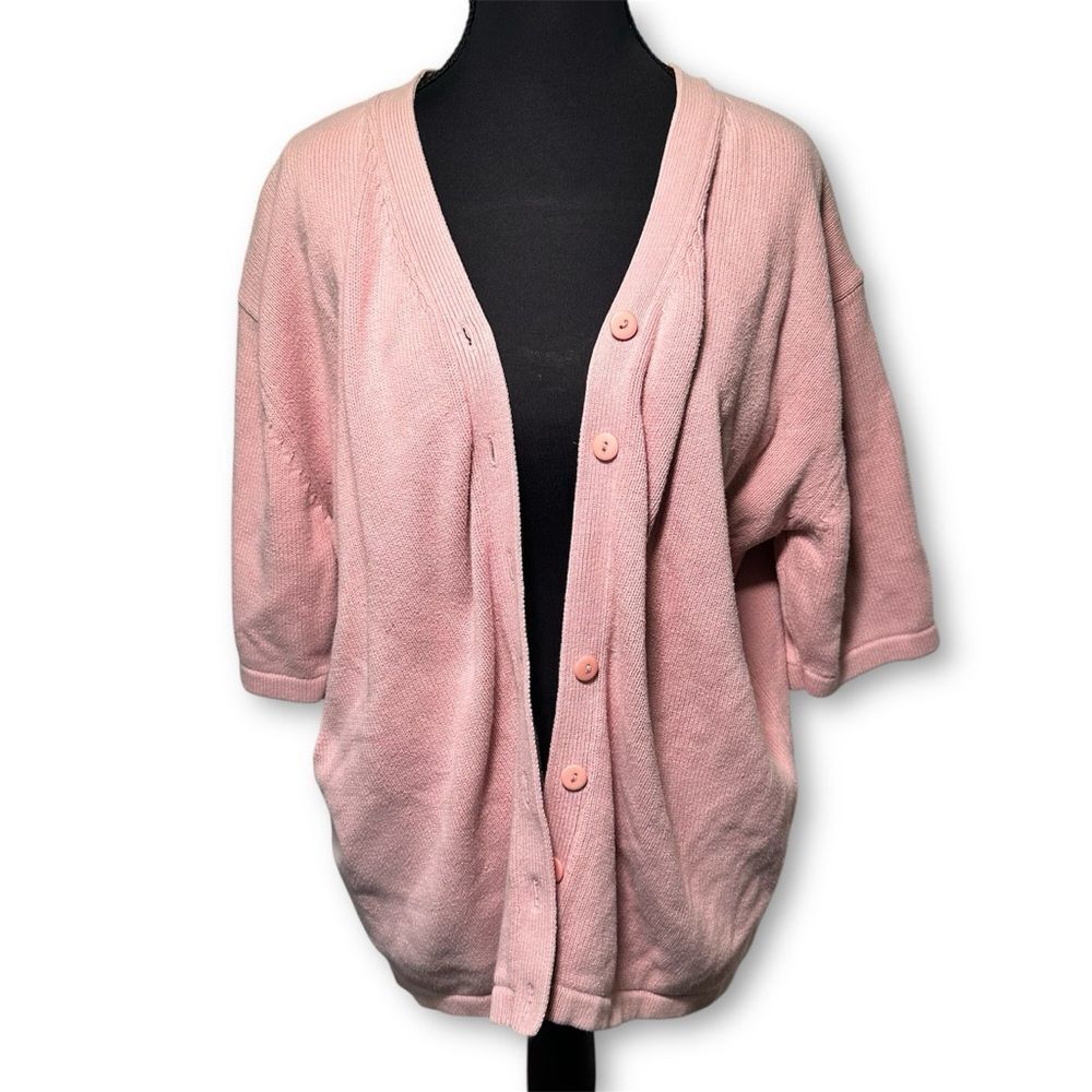 Cozy Pink Cotton Cardigan with Relaxed Fit and Open Front